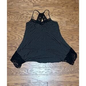 Secret Treasures Women's Black White Polka Dot Babydoll Nightgown w/ Lace, Sz L